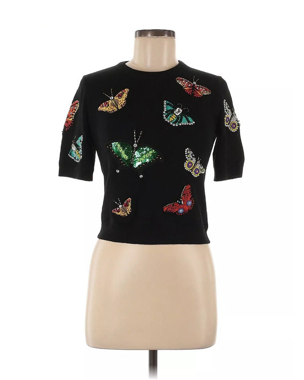 The Today Show Chassie Post Black Butterfly Sweater