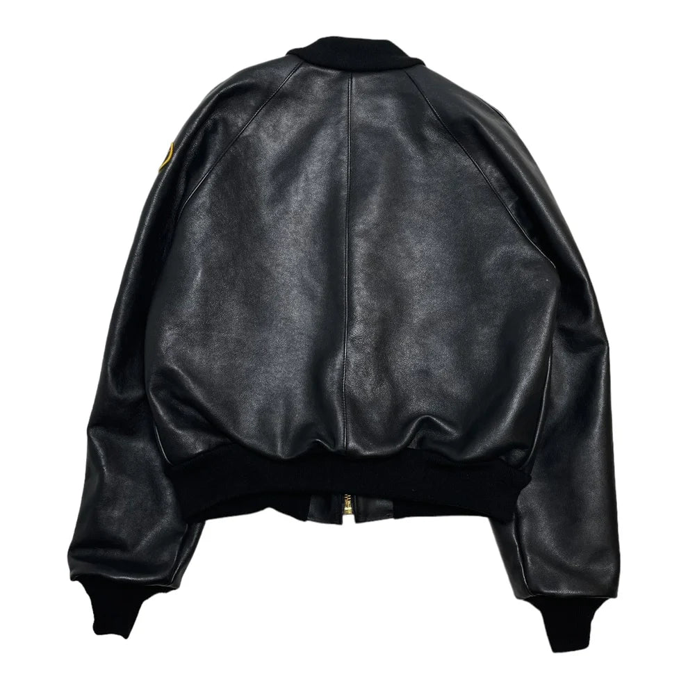 Vanson Leather Tjp Stadium Leather Jacket Black Pre-owned