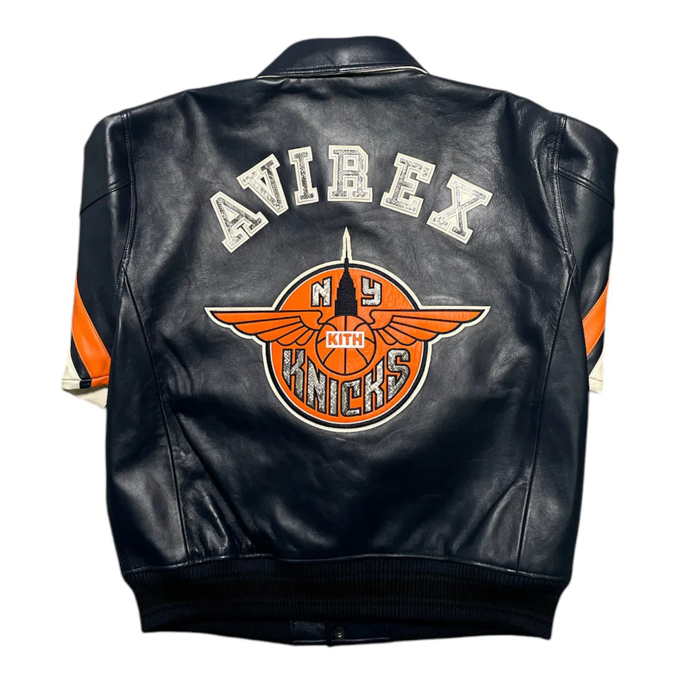 Avirex x Kith The New York Knicks Legend Leather Jacket Navy