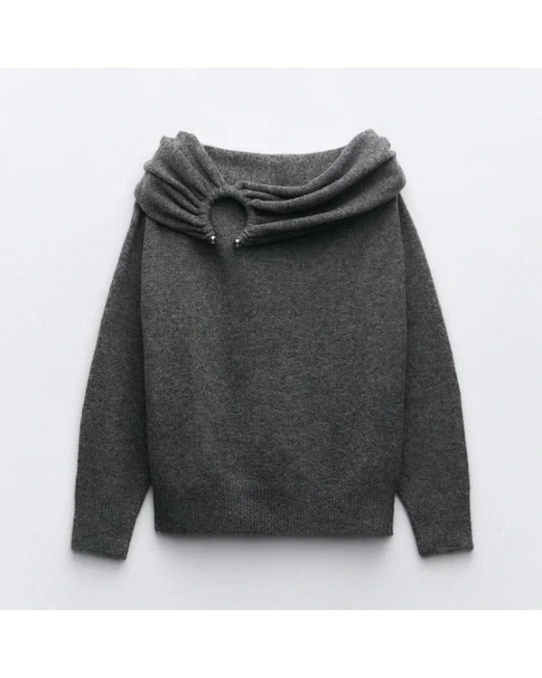 North Of North S01 Anna Lambe Grey Off Shoulder Sweater
