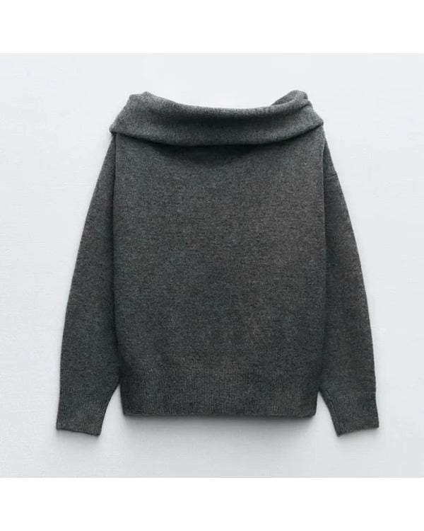 North Of North S01 Anna Lambe Grey Off Shoulder Sweater