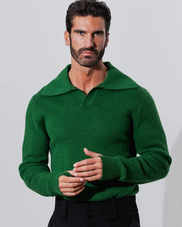 E! News 2025 Justin Sylvester Green Polo Sweater