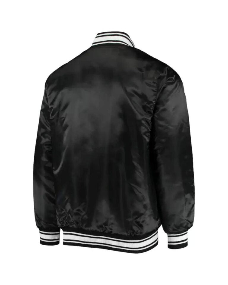 Black NFL Team Detroit Lions Satin Jacket
