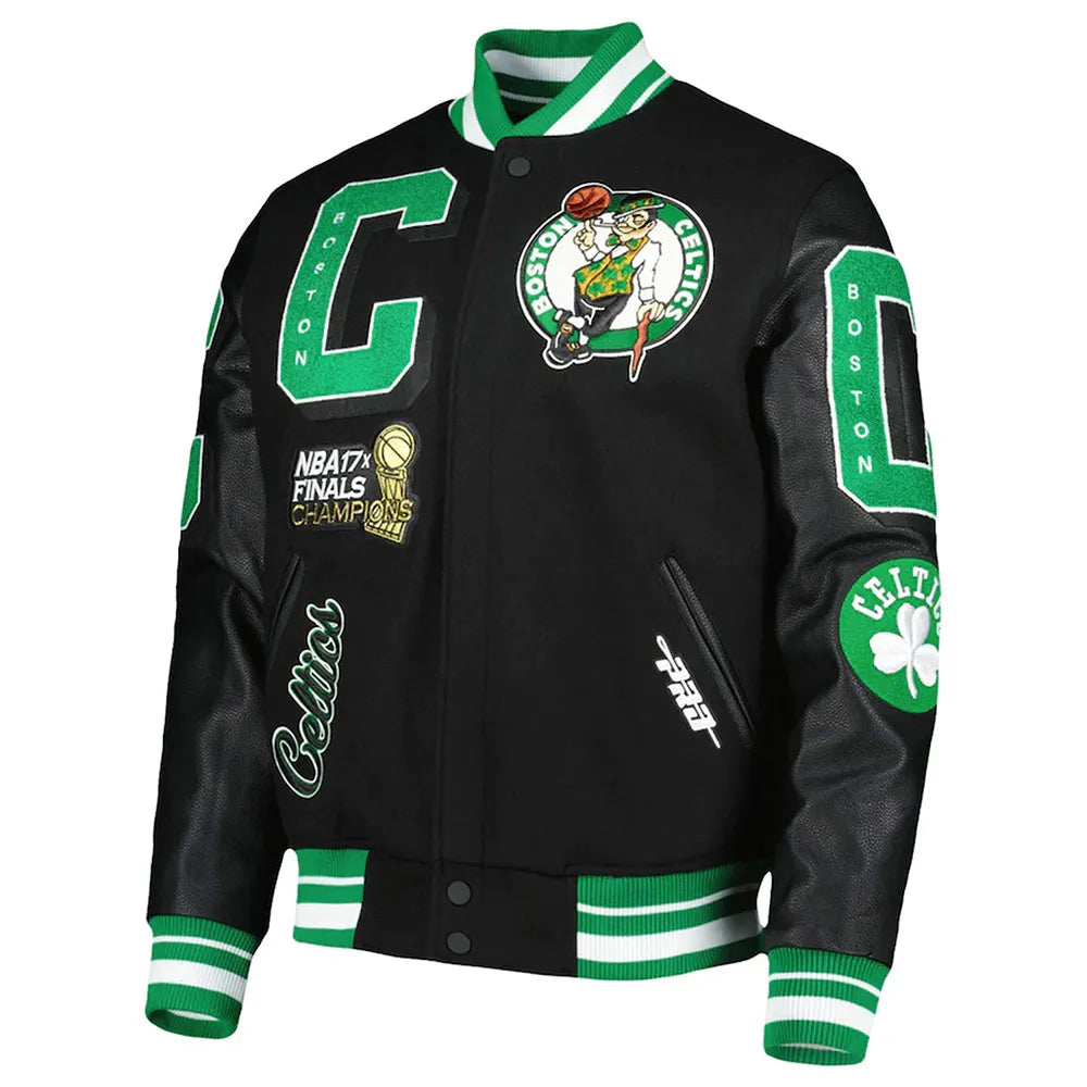 Boston Celtics Mash Up Finals Champions Black Varsity Jacket