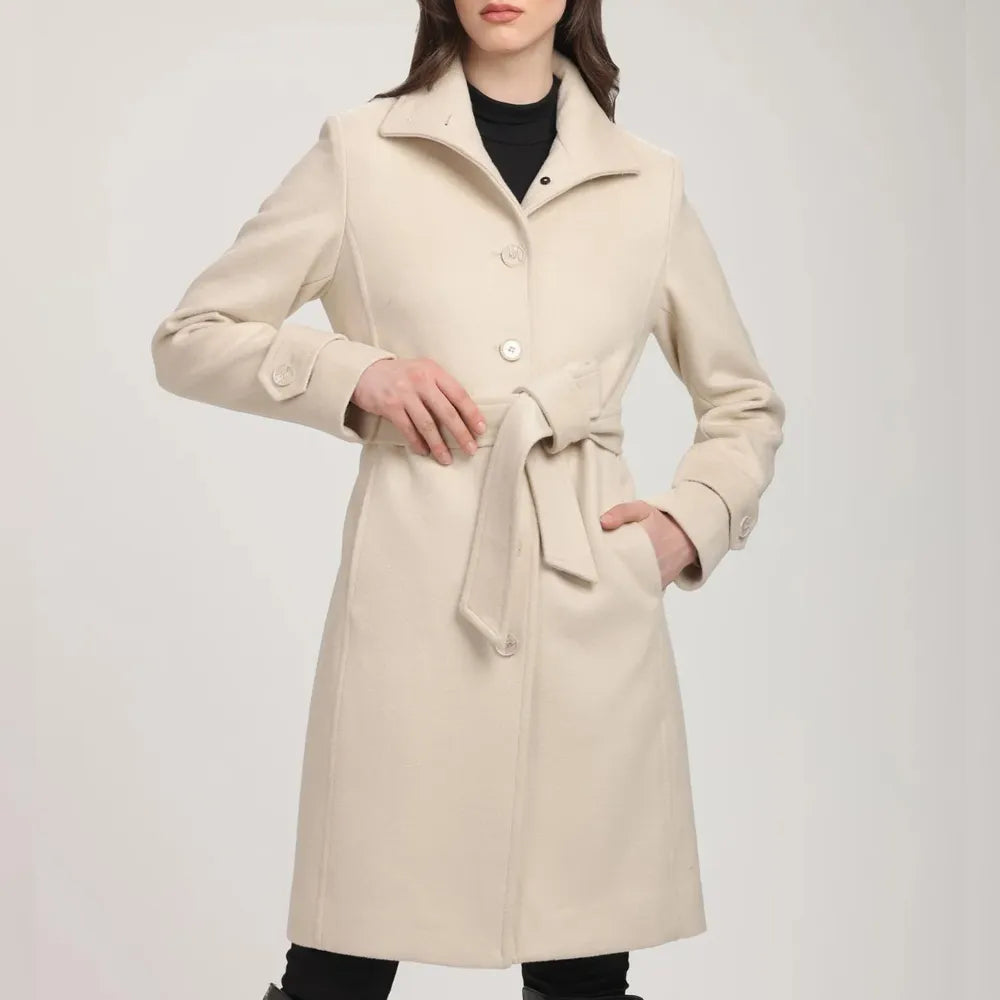Women’s Stand Collar Brenna Red Wool Coat