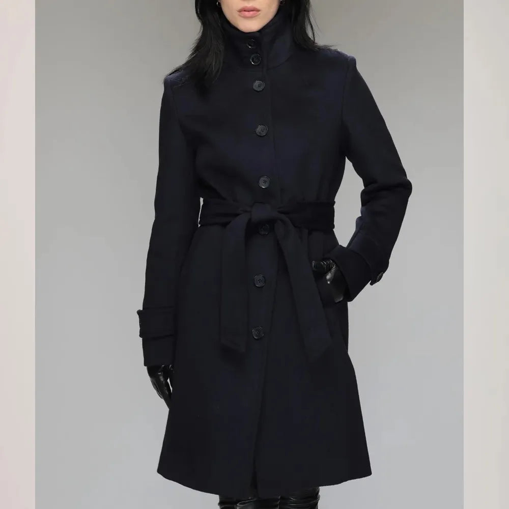 Women’s Stand Collar Brenna Red Wool Coat