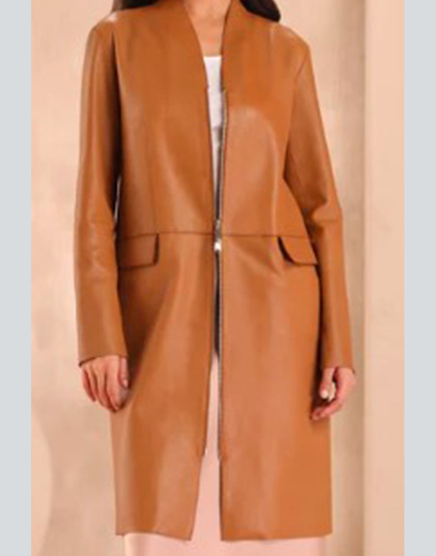 Virgin River S06 Alexandra Breckenridge Brown Leather Coat