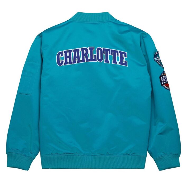 Charlotte Hornets Vintage Logo Aqua Lightweight Satin Jacket