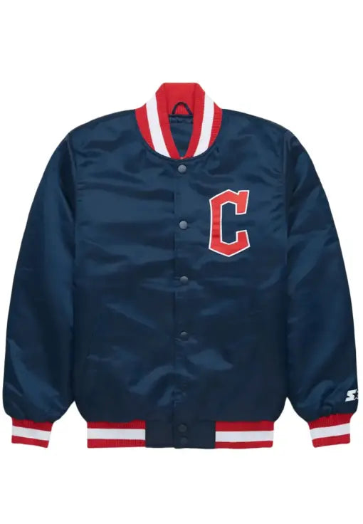 X Cleveland Guardians Blue Satin Jacket
