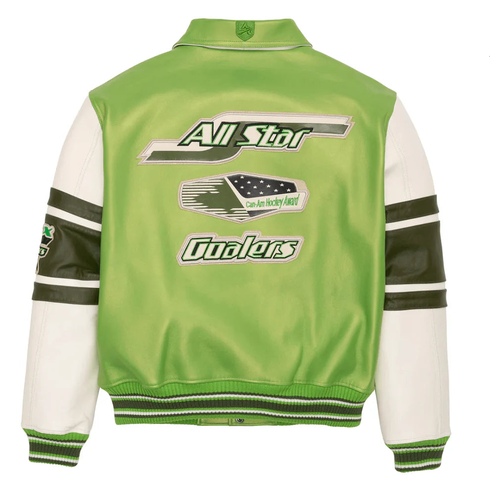 Avirex Stars And Stripe Leather Jacket Slime Green