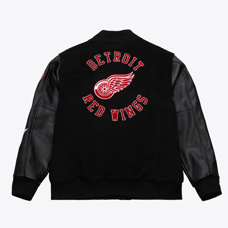 Detroit Red Wings Black Out Team Logo Varsity Jacket