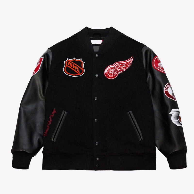 Detroit Red Wings Black Out Team Logo Varsity Jacket