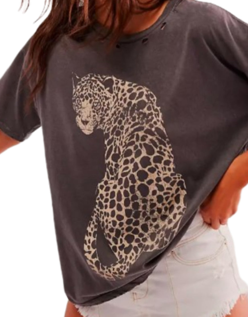 Shifting Gears 2025 Kat Dennings Leopard Graphic T-Shirt