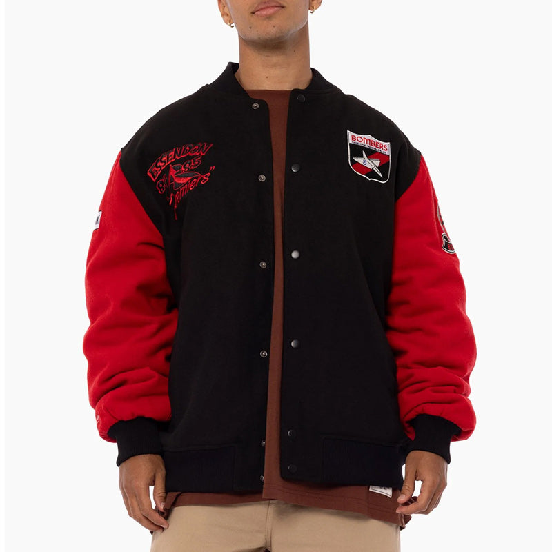 84-85 Essendon Bombers Black and Red Varsity Jacket