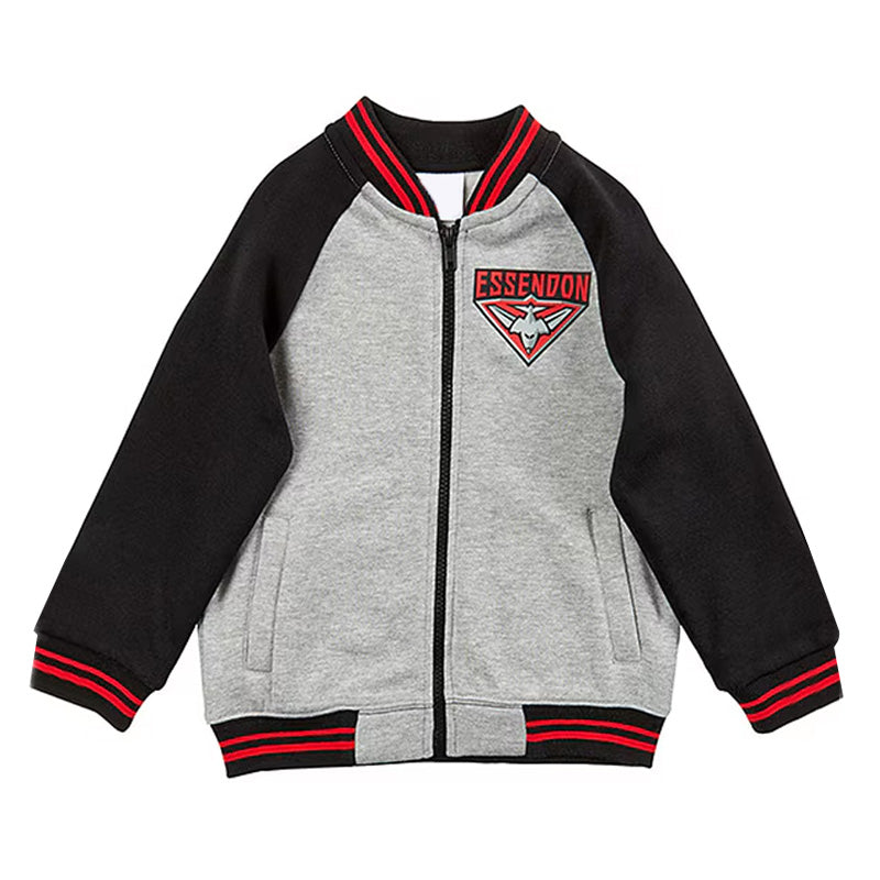 Essendon Bombers Gray and Black Varsity Fleece Jacket