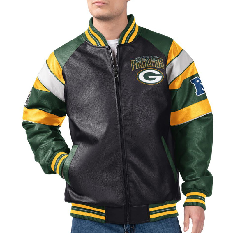 Green Bay Packers G-III Faux Varsity Leather Jacket