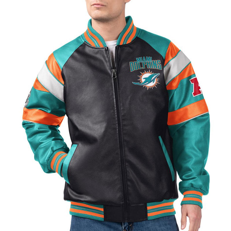 Miami Dolphins G-III Faux Varsity Leather Jacket