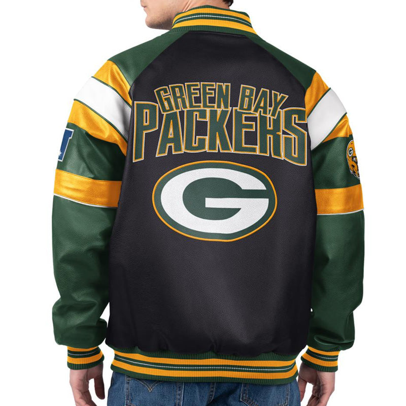 Green Bay Packers G-III Faux Varsity Leather Jacket