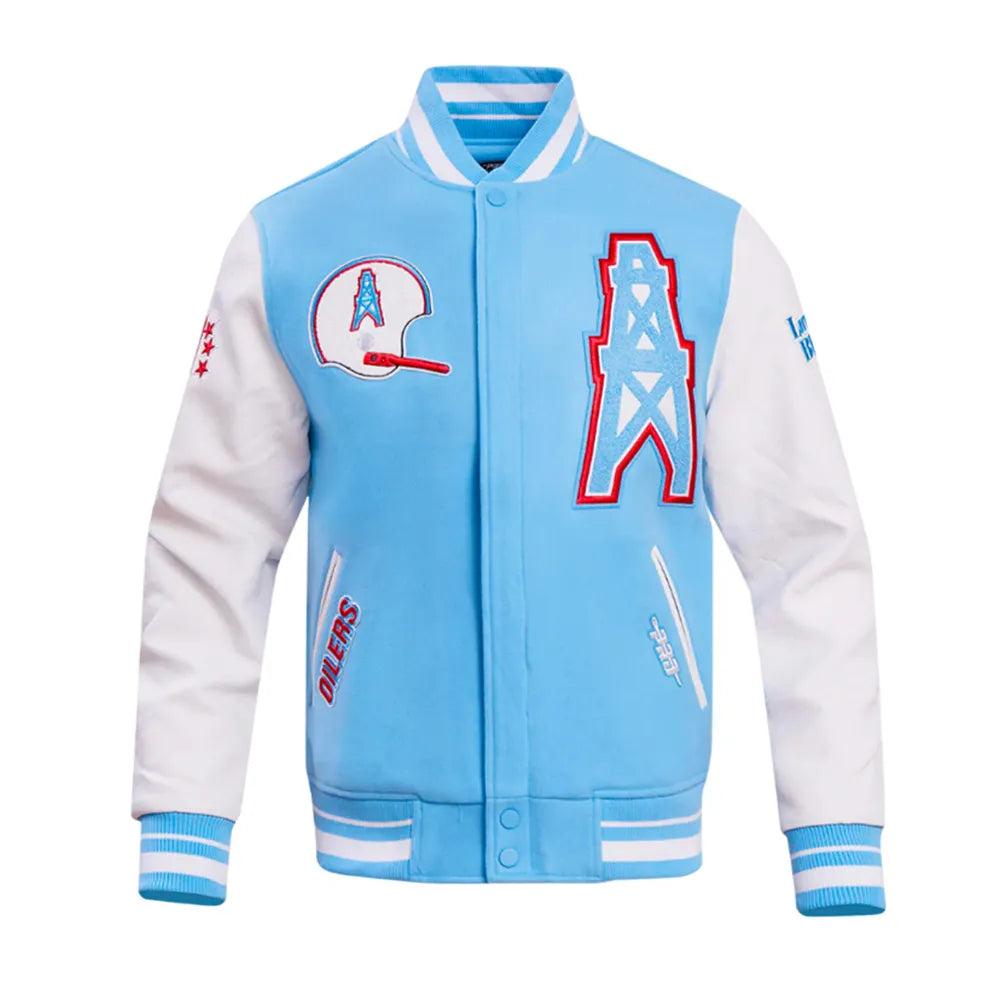 Houston Oilers Oil Derrick Classic Rib Varsity Jacket