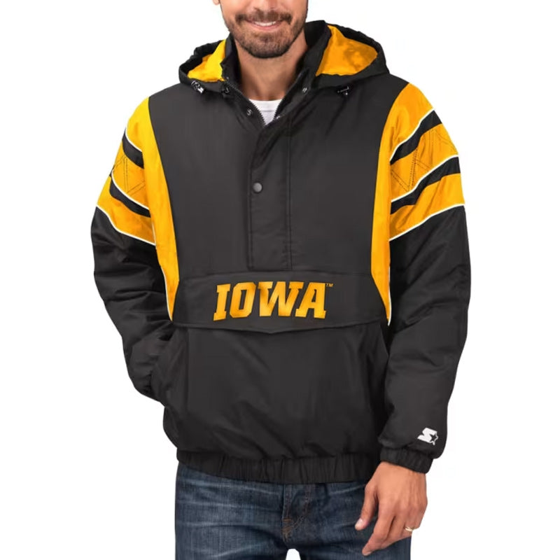 Iowa Hawkeyes Black Striker Half-Zip Lightweight Jacket