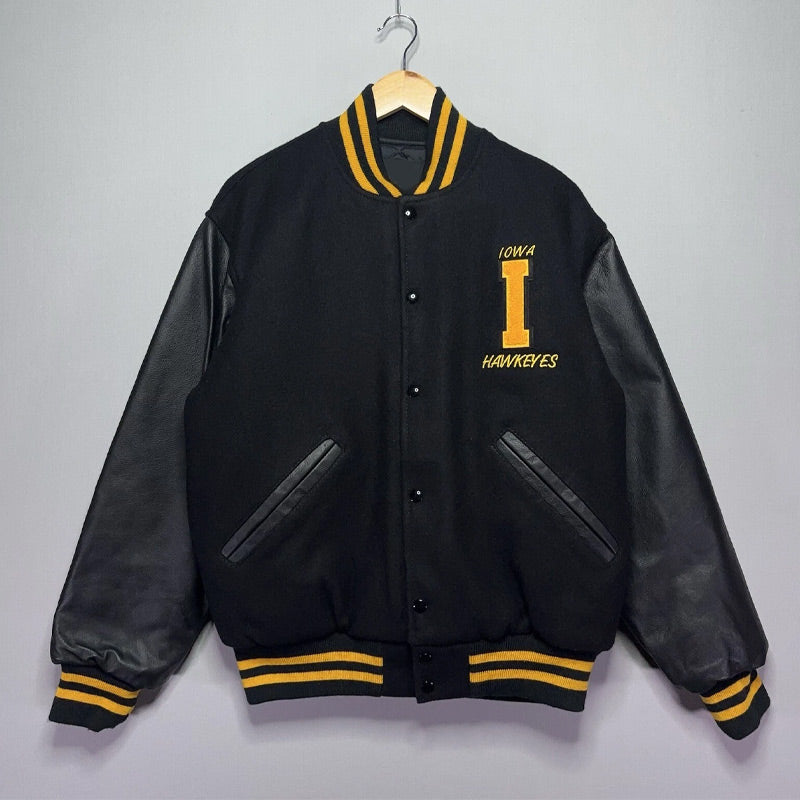 Iowa Hawkeyes RARE Black Varsity Jacket