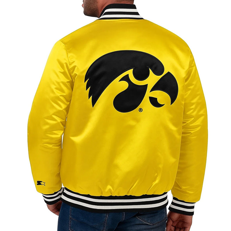 Iowa Hawkeyes Cross Bronx Gold Satin Jacket