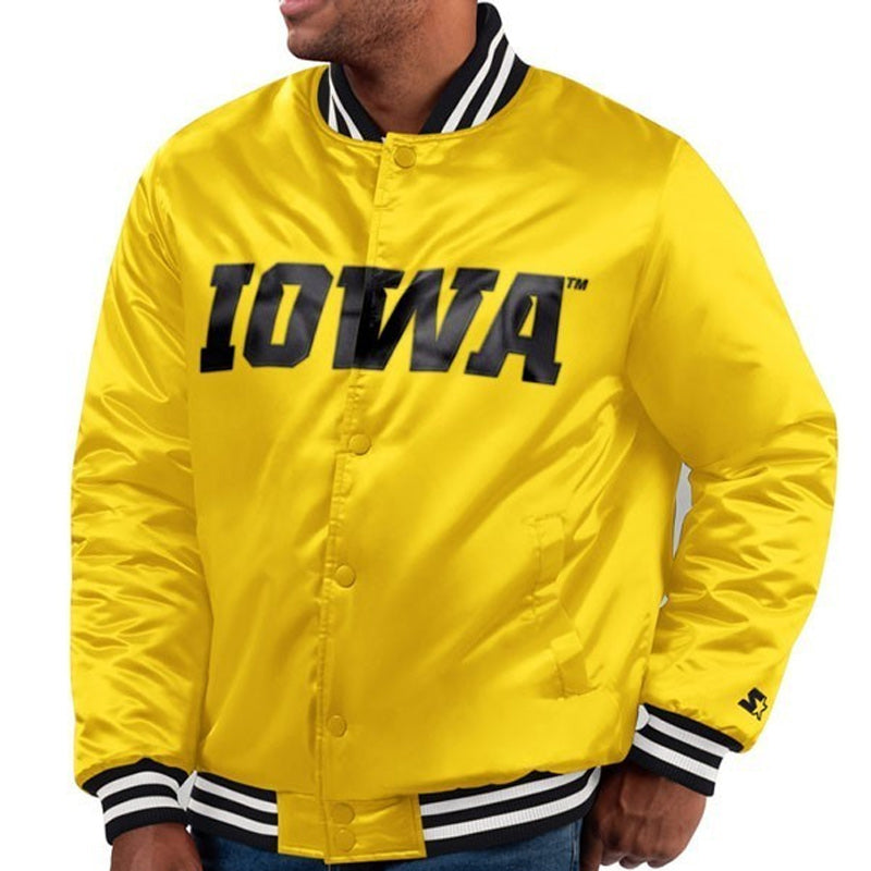 Iowa Hawkeyes Cross Bronx Gold Satin Jacket