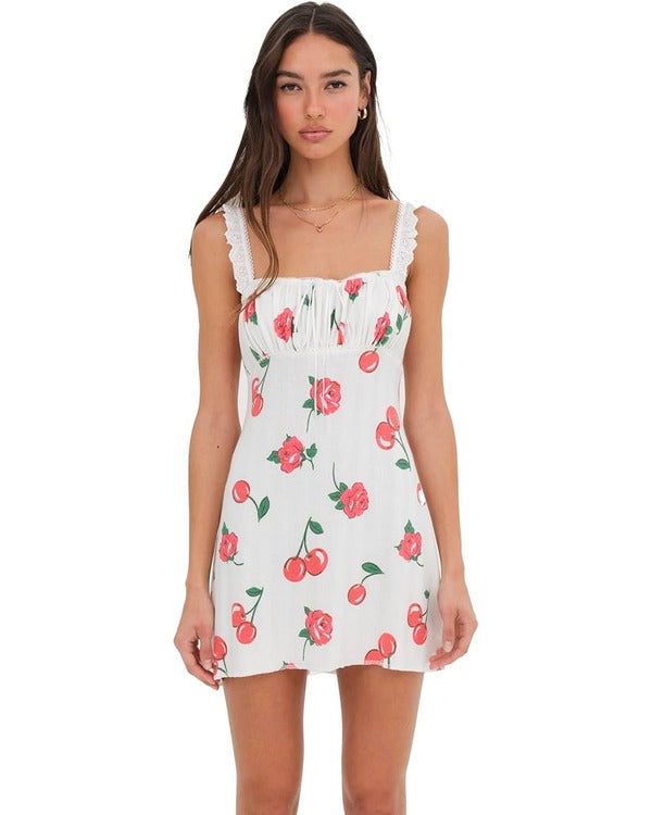 The Baldwins S01 Hilaria Baldwin Cherry & Rose Print Dress