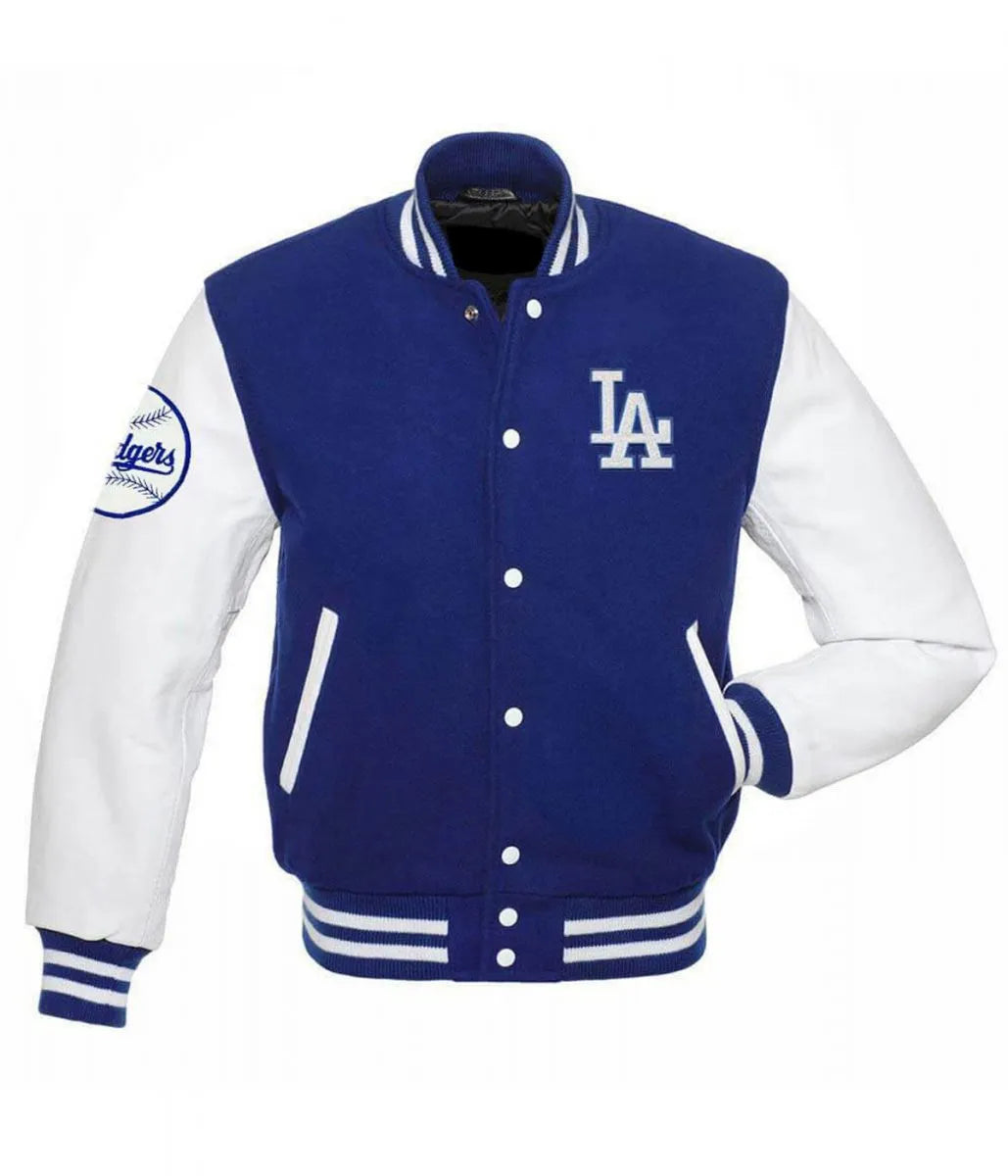 LA Dodgers Blue and White Varsity Jacket