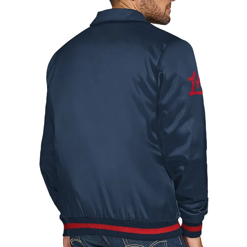 LA Clippers Stitch Applique Navy Satin Jacket