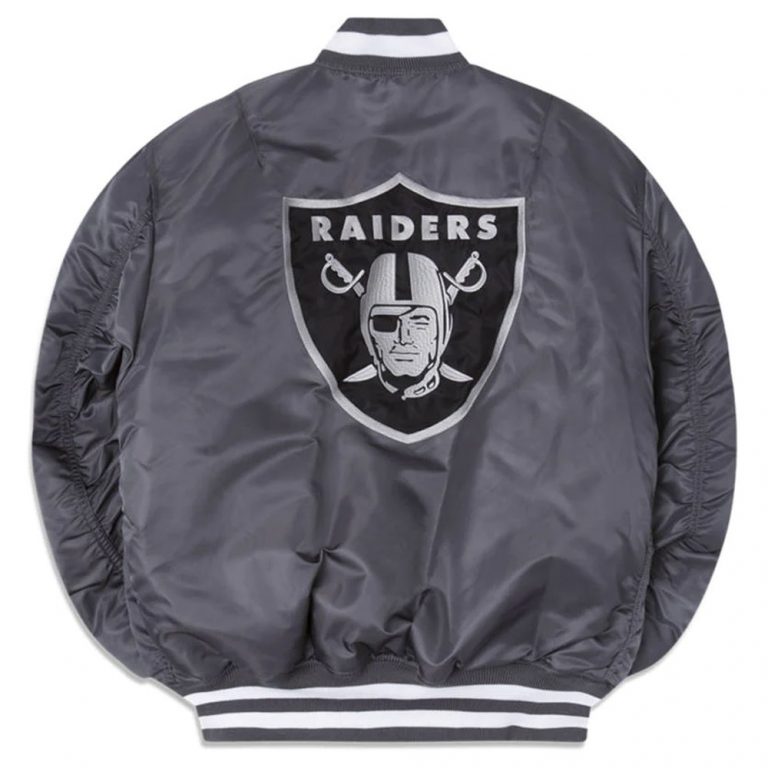 Las Vegas Raiders MA-1 Alpha Industries Gray Varsity Jacket