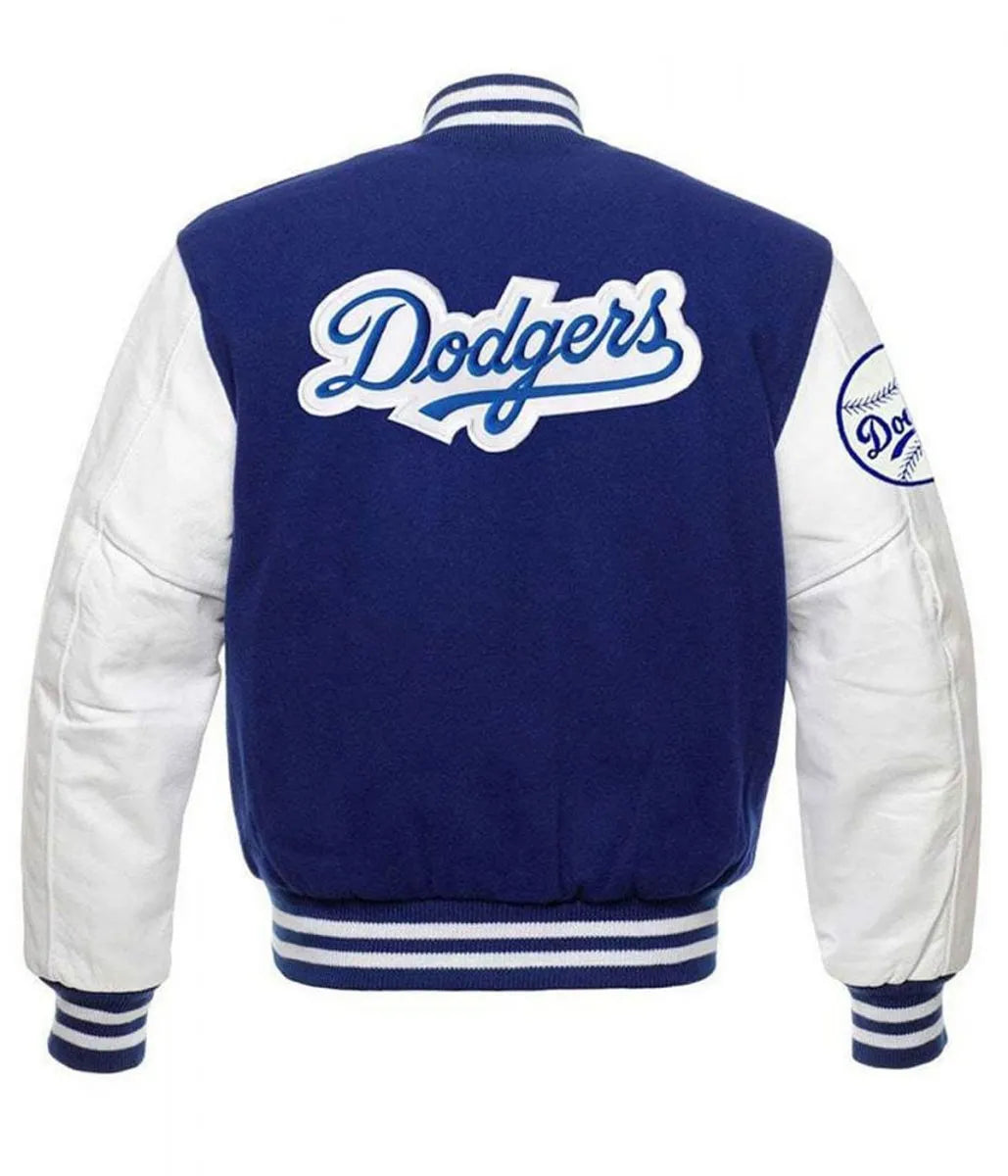 LA Dodgers Blue and White Varsity Jacket