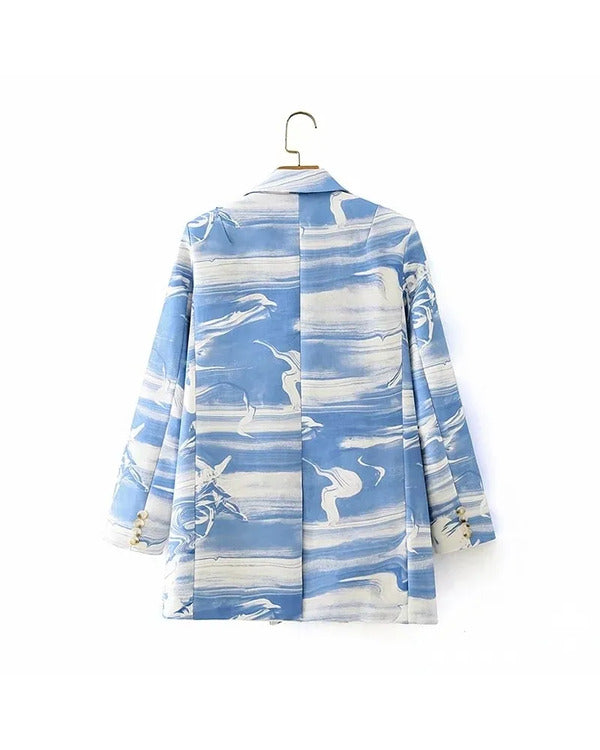 The Voice S27 Nell Simmons Blue & White Marble Print Blazer