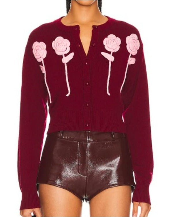 Grosse Pointe Garden Society S01 Alice Flower Applique Cardigan