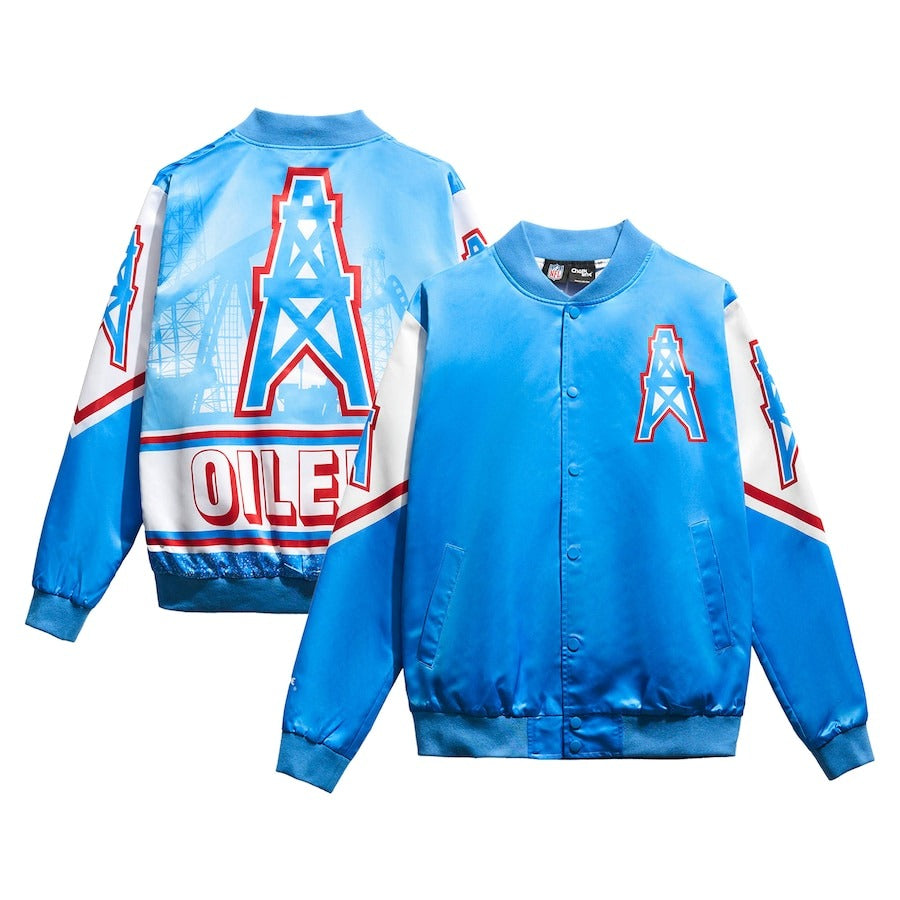 Chalk Line Light Blue Houston Oilers Fanimation Satin Jacket