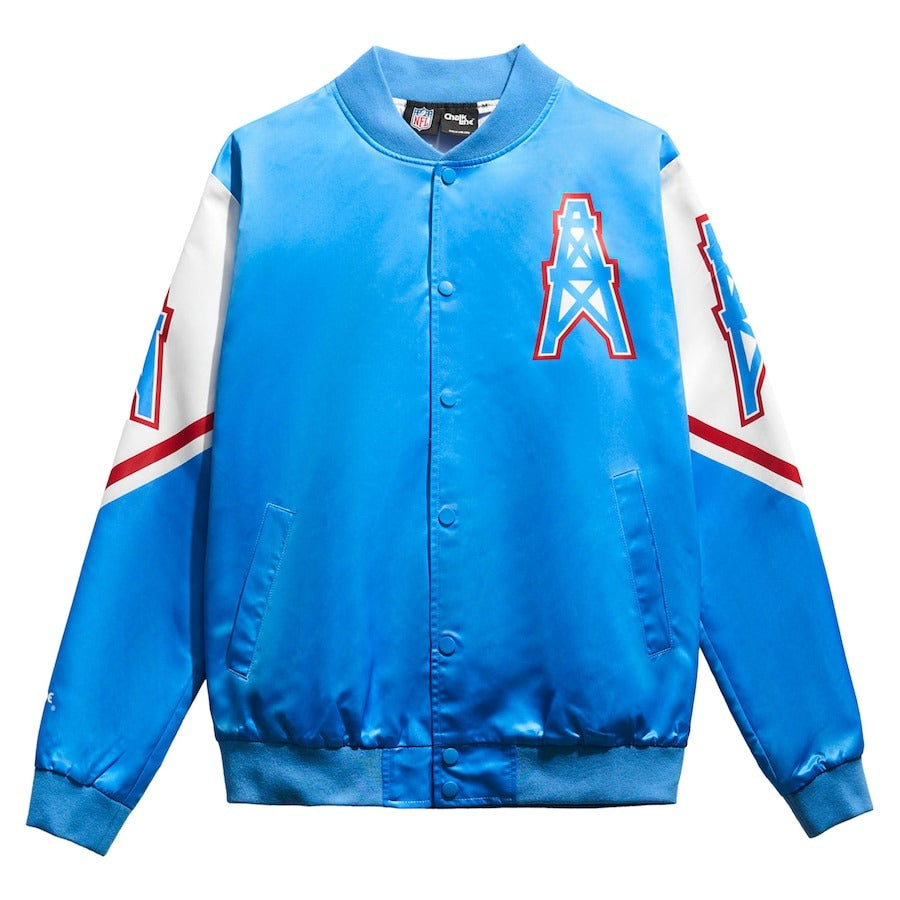 Chalk Line Light Blue Houston Oilers Fanimation Satin Jacket