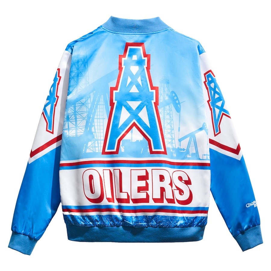 Chalk Line Light Blue Houston Oilers Fanimation Satin Jacket