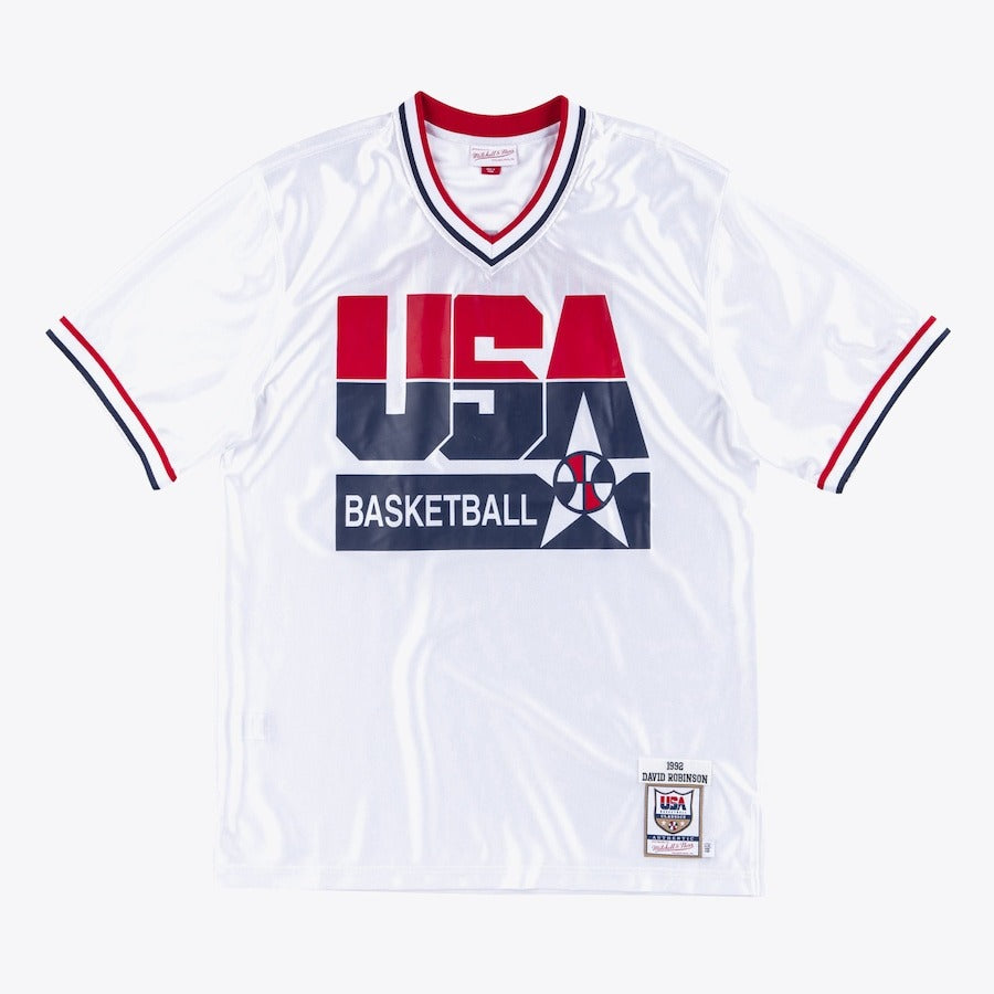 David Robinson White Team USA 1992 Authentic Player Shooting Shirt