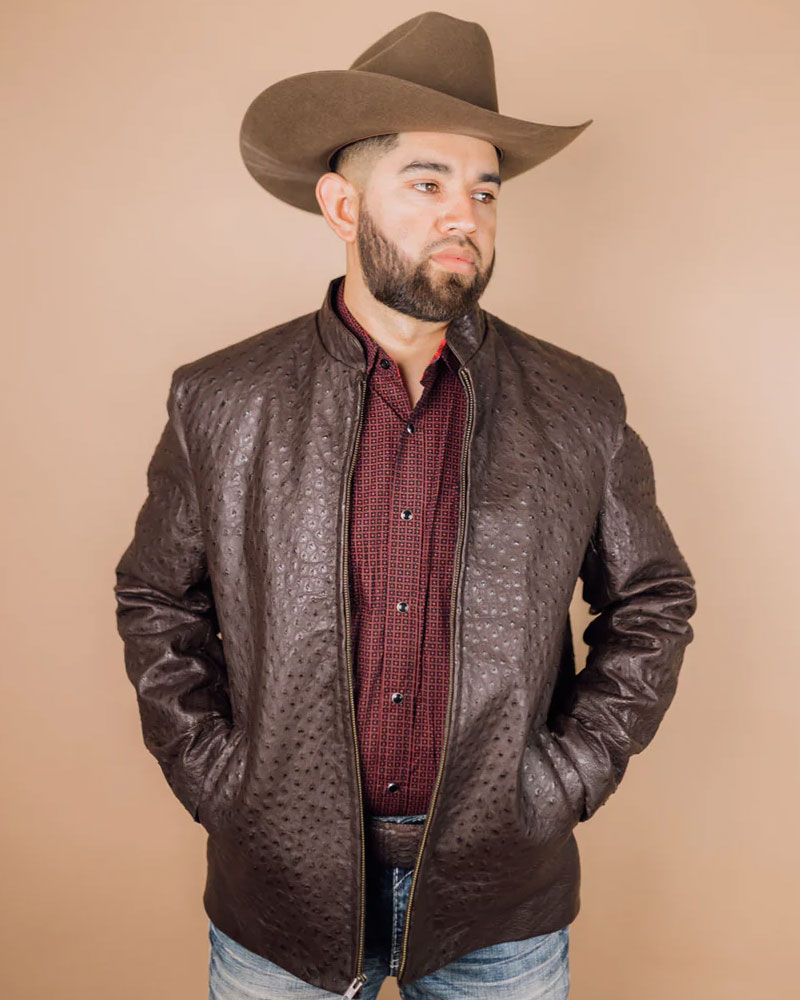Men’s Full Ostrich Genuine Leather Jacket