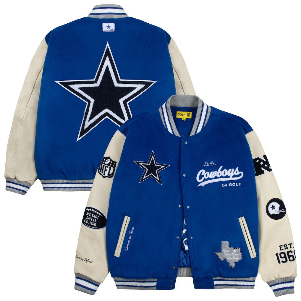 Dallas Cowboys GOLF WANG Royal Letterman Jacket