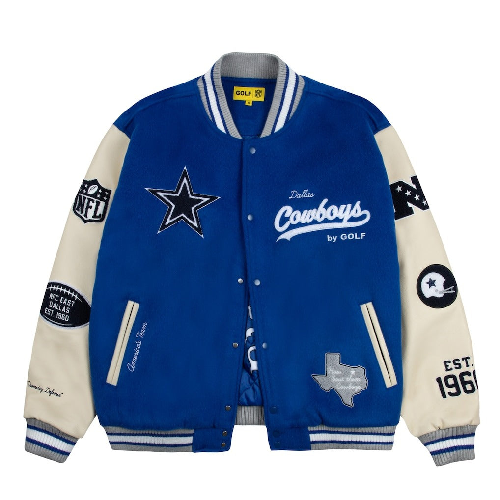 Dallas Cowboys GOLF WANG Royal Letterman Jacket