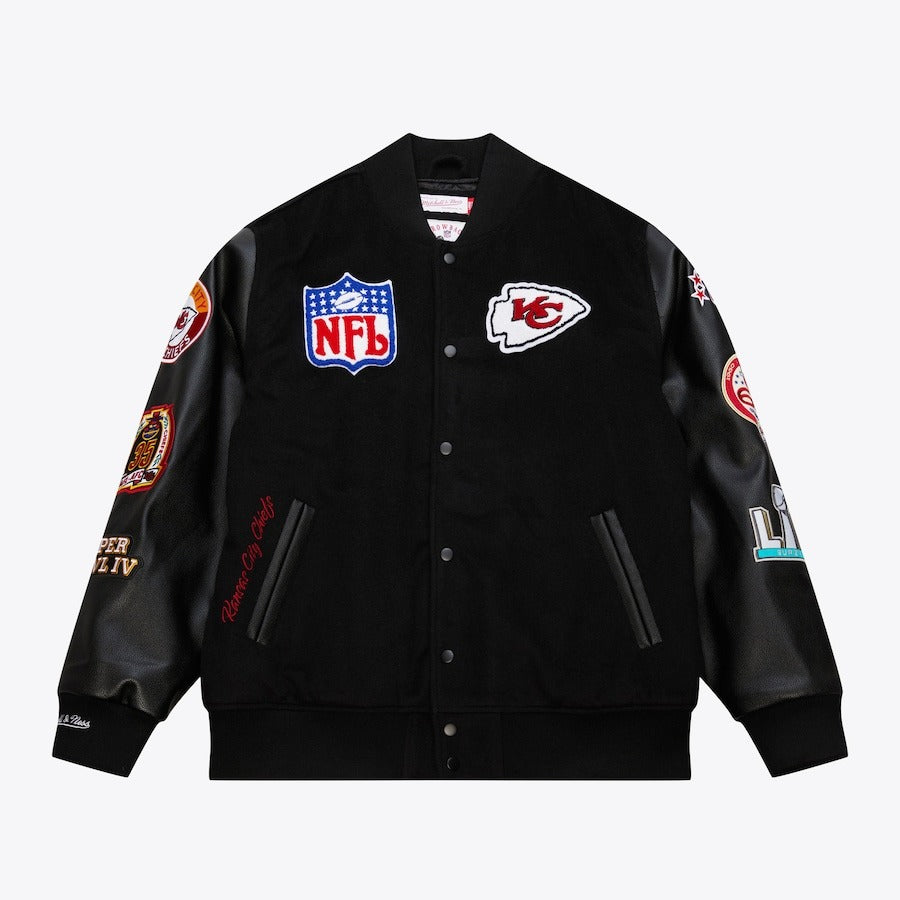 Men's Mitchell & Ness Black Kansas City Chiefs Black Varsity Jacket