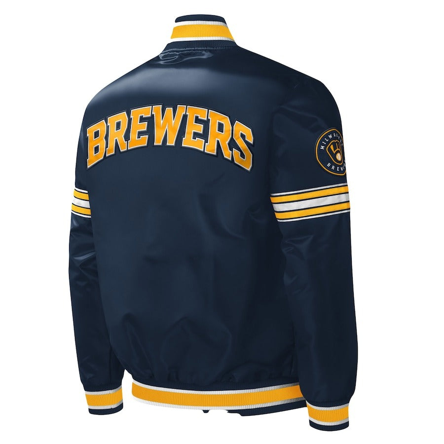 Brewers Starter Navy Midfield Satin Jacket