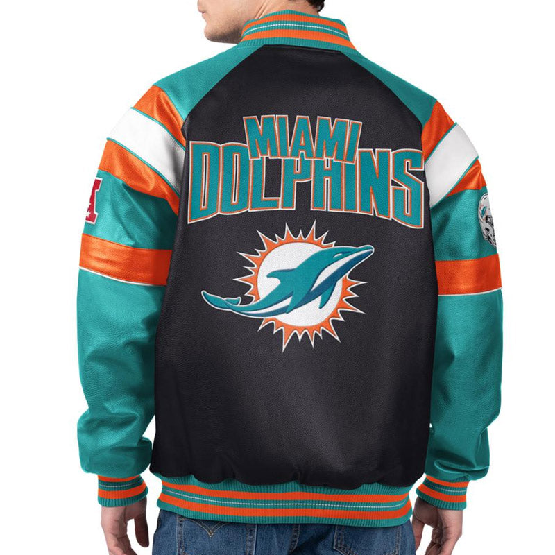 Miami Dolphins G-III Faux Varsity Leather Jacket
