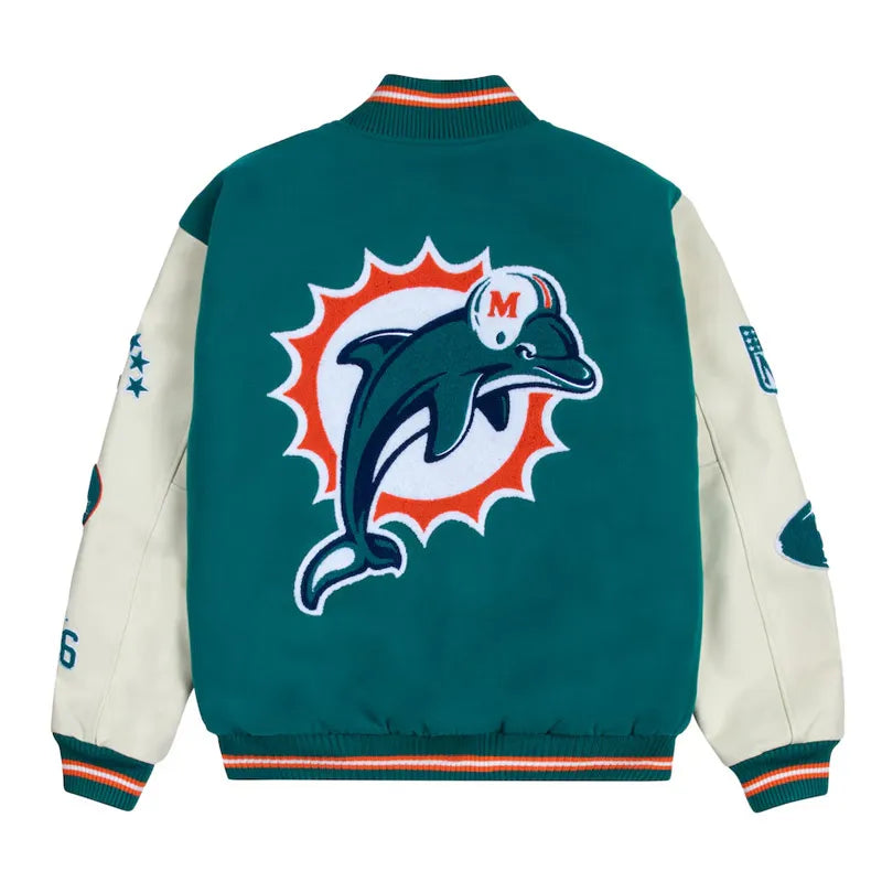 Miami Dolphins Sunshine State Aqua Letterman Jacket