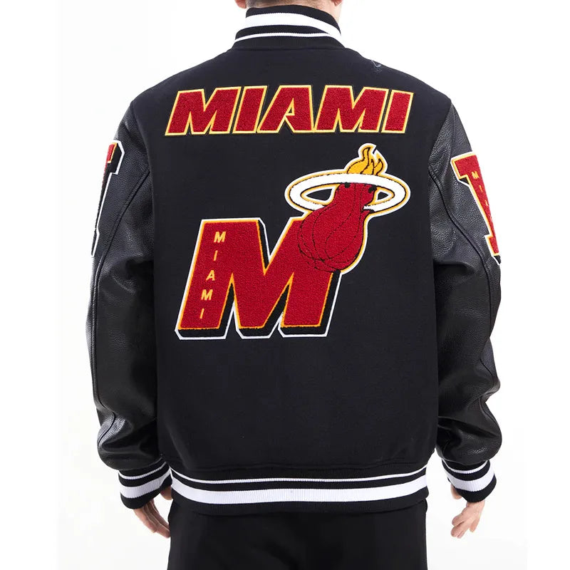Miami Heat Mashup Logo Black Varsity Jacket