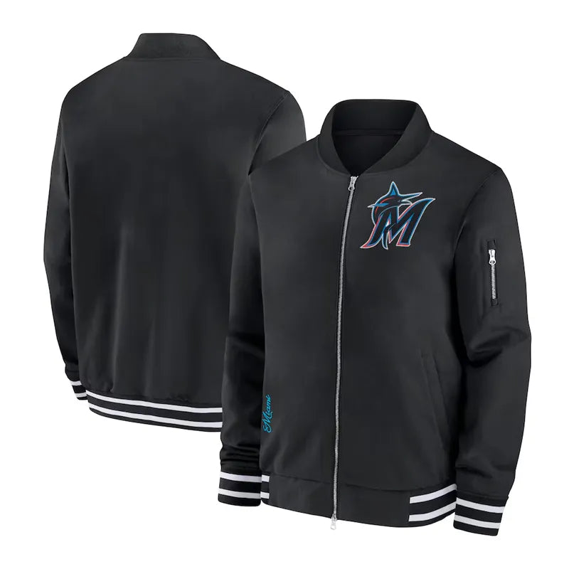 Miami Marlins Collection Dugout Black Bomber Jacket