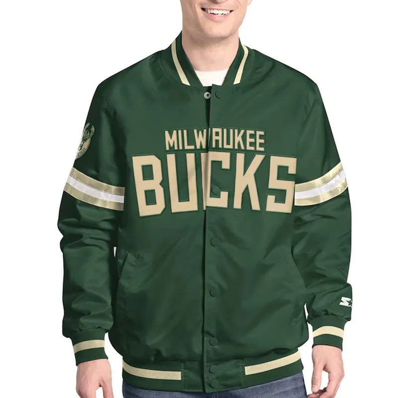 Milwaukee Bucks Scout Varsity Satin Jacket
