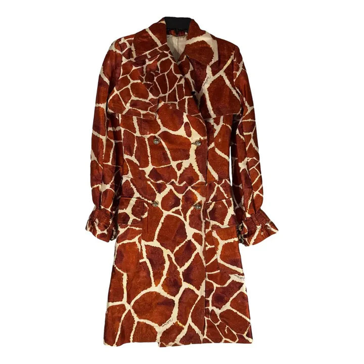 Lily Collins’ Orange Animal Print Coat