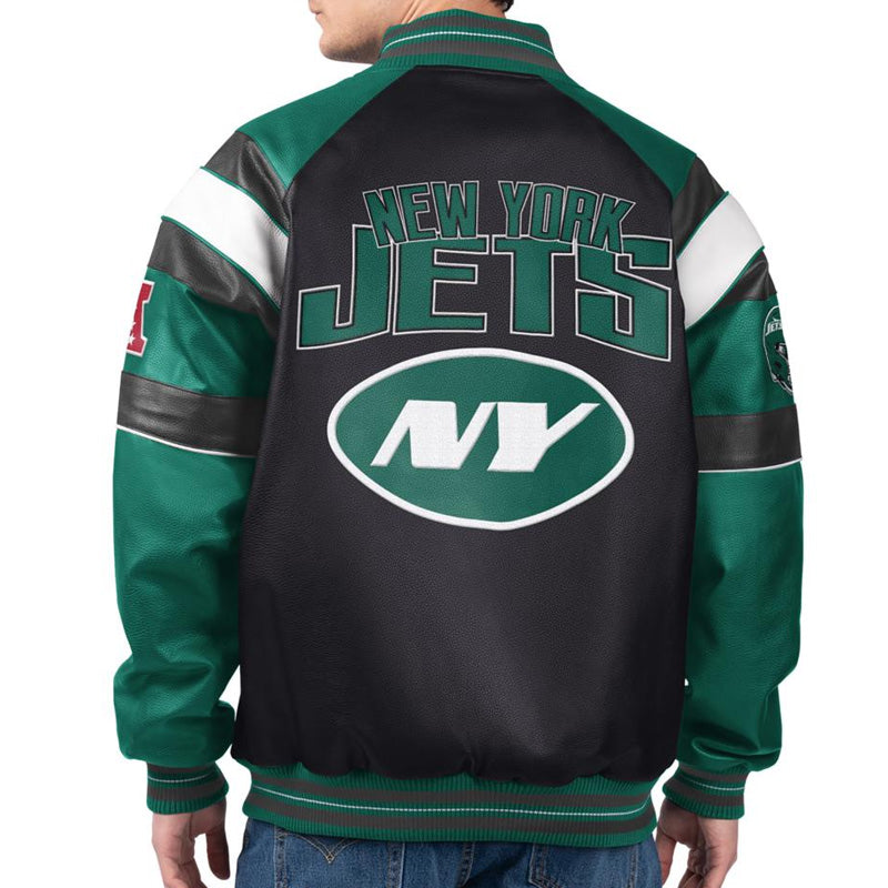 New York Jets G-III Faux Varsity Leather Jacket